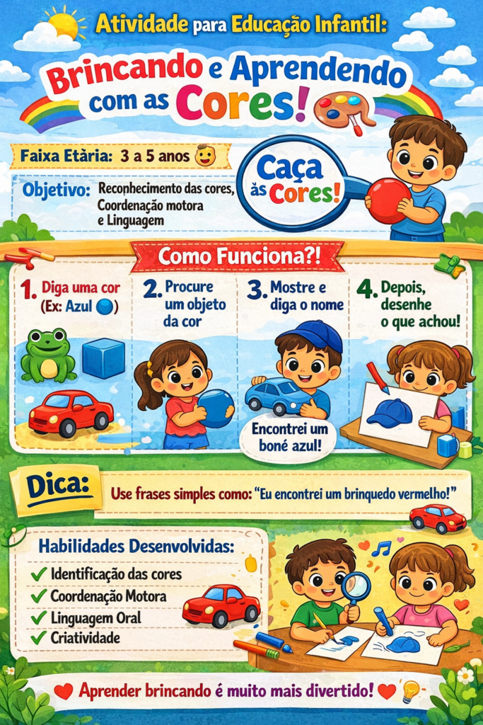 Aprendendo com as cores: Uma brincadeira simples e fácil para a educação infantil